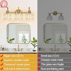 3-Light Bathroom Light Fixtures, Vintage Wall Vanity Lighting Fixtures Over - Image 4