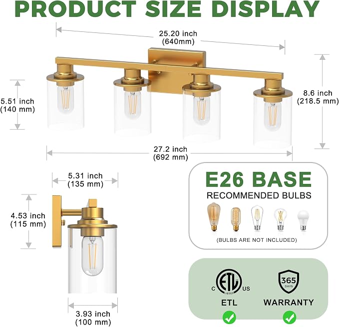 DORESshop 4-Light Vanity Light Fixtures, Modern Vanity Lights - Image 4