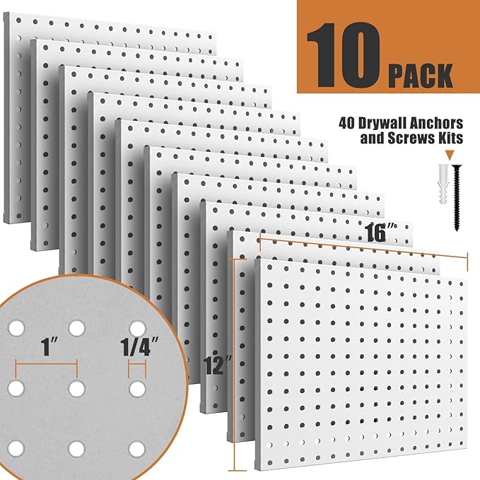 PBHEPJ 10 Pcs Metal Pegboard Panels, Heavy Duty Peg Boards - Image 3