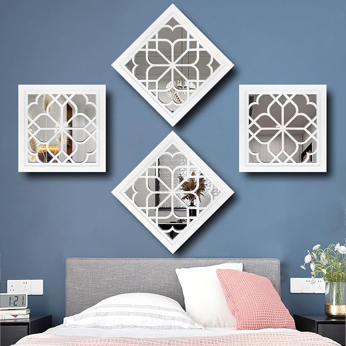 Wocred Set of 2 Mirrors Square Wall Mirror, Gorgeous Rustic Farmhouse Accent - Image 5
