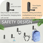 4PCS Folding Coat Hooks, Flip Down Hook, Foldable Gold Hook Wall, Heavy Duty - Image 4