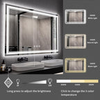 LED Mirror, 55x36 Inch Gradient Front and Backlit Lighted Bathroom Mirror - Image 5