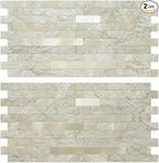 AULIGET 2 Sheets Faux Stone Peel and Stick Backsplash, Sandstone by AULIGET