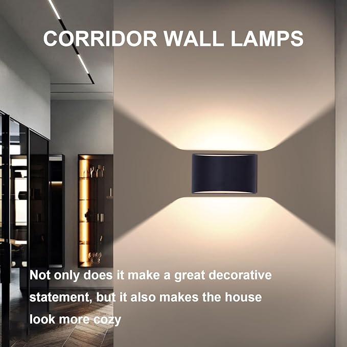 KICAAO Modern LED Wall Sconce, Warm White 3000K, Hardwired Indoor Black Wall - Image 3