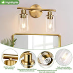 Zarbitta 2-Light Bathroom Light Fixtures, Brushed Gold Vanity Light, Modern - Image 4