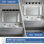 Modern LED Bathroom Lights Fixtures 6-Light, Metal Black Acrylic Wall Lighting - Image 3