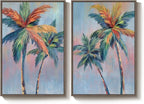 Framed Colorful Coastal Palm Tree Wall Art Bedroom, Large Pop Art Coastal - Image 9