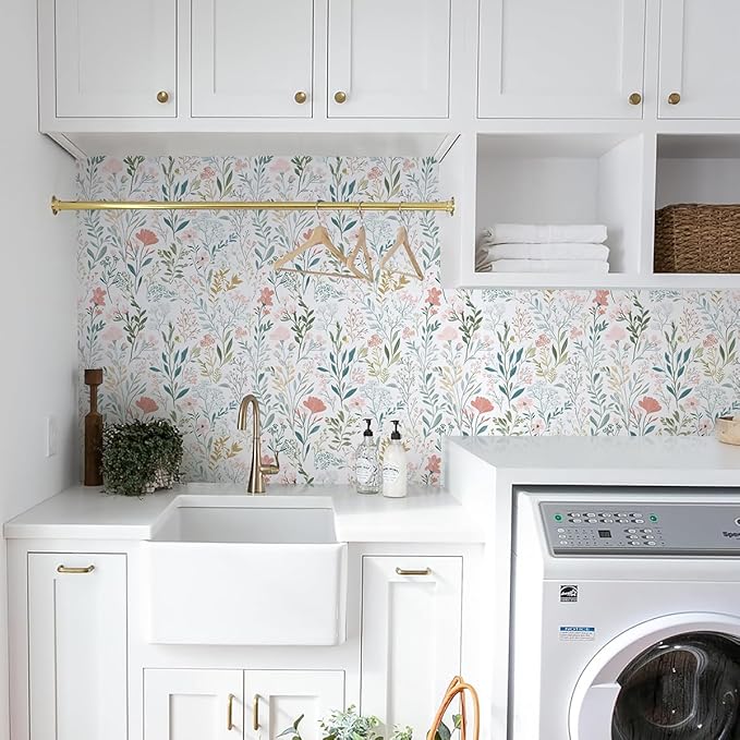 Froluya Floral Peel and Stick Wallpaper Boho Floral Contact Paper 16.9" x - Image 9