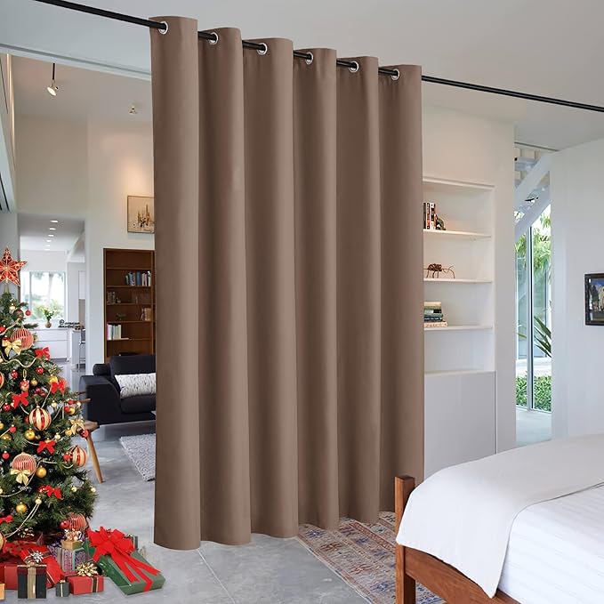 RYB HOME Blackout Room Divider Curtain Portable Light Block Thermal Insulated by RYBHOME