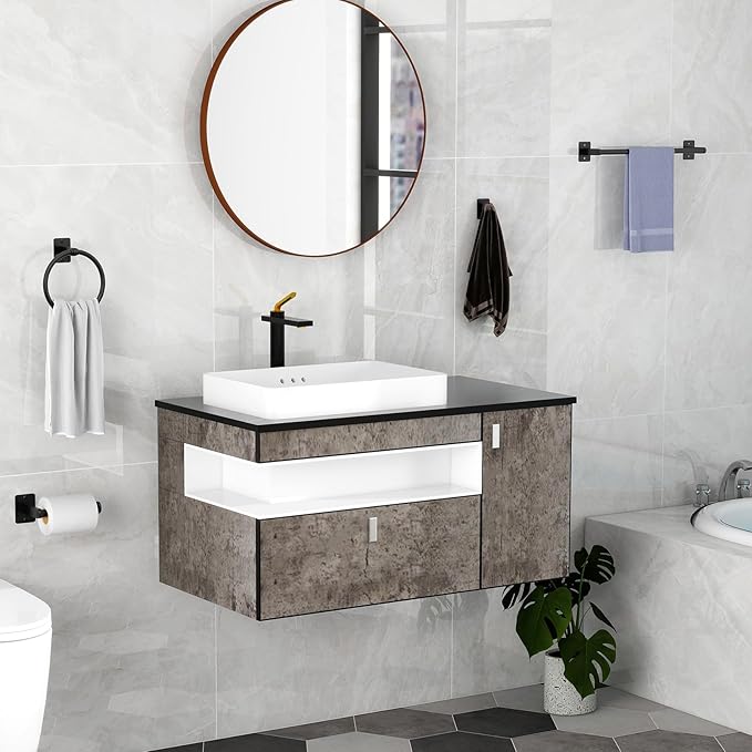 KLJKPA Matte Black Bathroom Accessories Set, 4 Pieces Bathroom Hardware Set - Image 7