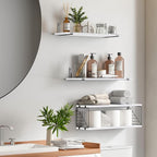 Fixwal 3+1 Tier Bathroom Floating Shelves Over Toilet, 15.8in Farmhouse Rustic - Image 4