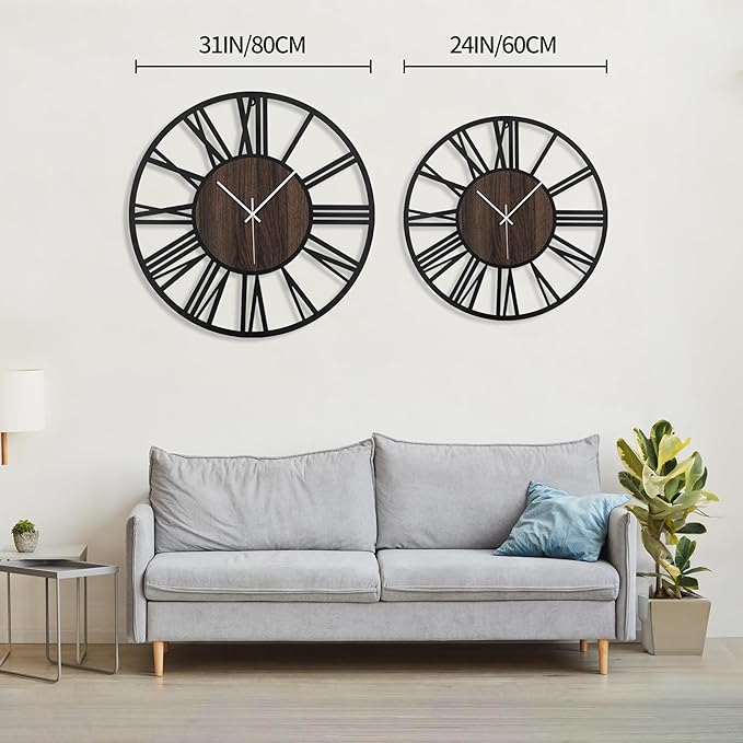 LEIKE Large Wall Clocks for Living Room, Non Ticking, Battery Operated - Image 2