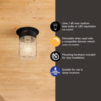 Design House 2-Pack Jelly Jar 1-Light Indoor/Outdoor Flush Mount Ceiling Light - Image 4