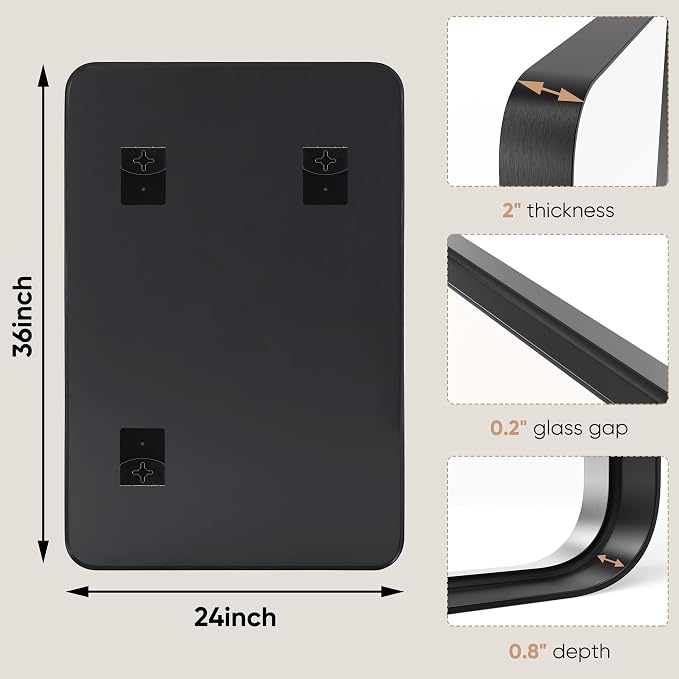 NEWBULIG 24X36 Inch Bathroom Wall Mirror, Vanity Bathroom Mirrors - Image 2