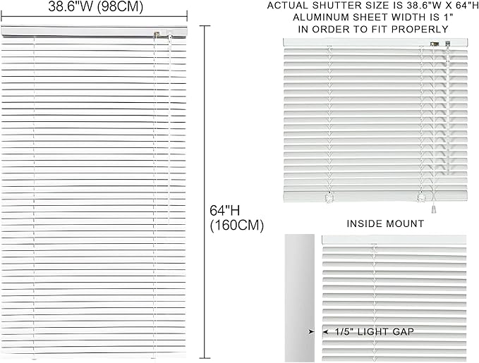 YIIBAII Mini Blinds Suitable for 39" W x 64" H Windows 1" Aluminum Horizontal - Image 6
