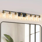 DORESshop 55 Inch Bathroom Light Fixtures, 8-Light Black and Gold Bathroom by DORESshop