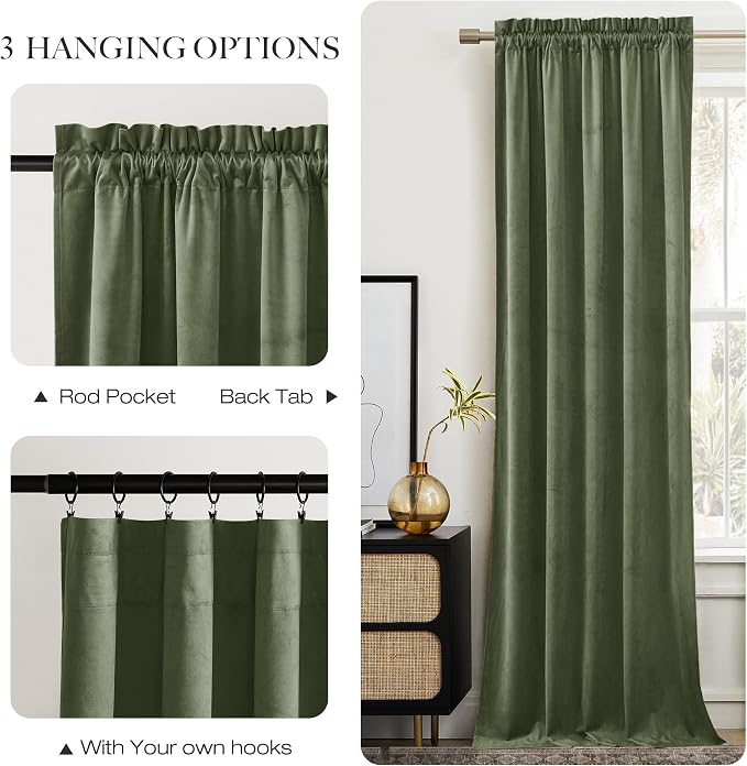 NICETOWN Sage Green Curtains 96 inches Long 2 Panels, Farmhouse and Sleek - Image 5