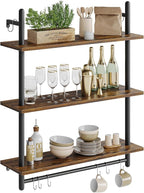 Bestier 3 Tier Industrial Pipe Shelving, Floating Book Shelves - Image 8