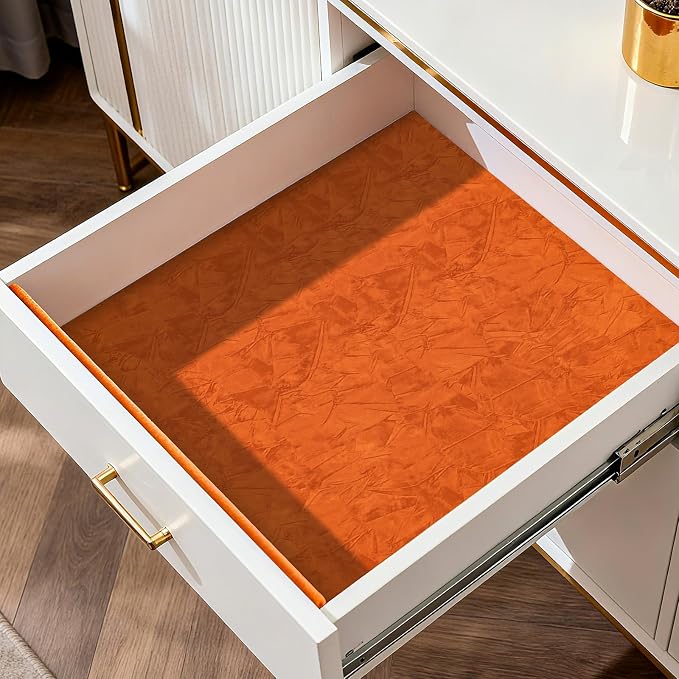 Orange Wallpaper Crushed Felt Velvet Wallpaper Peel and Stick Velvet Drawer - Image 5