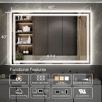 Bathroom Mirror with Lights, 60x40 Inch Gradient Front and Backlit Mirror - Image 2
