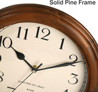 Wooden Wall Clock with Retro Design, 11 Inches Round Wall Clocks Battery - Image 2