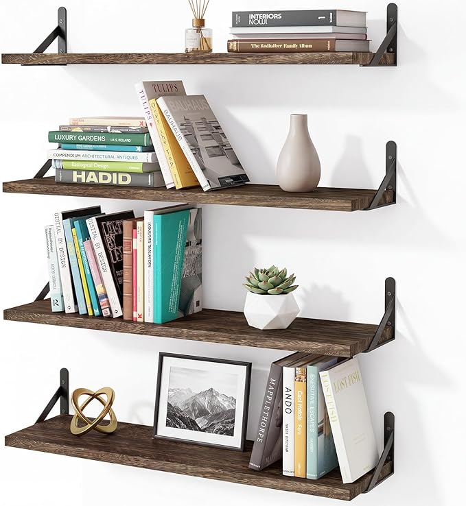 YGEOMER Floating Shelves for Wall, 23in Brown Wall Shelves for Living Room by YGEOMER