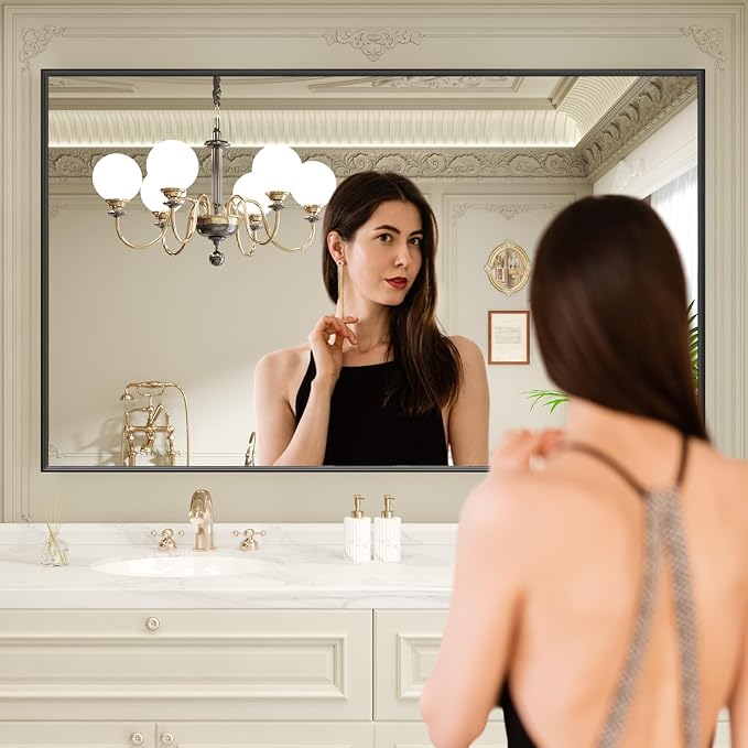 LOAAO Black Bathroom Mirror 60"X40" - Image 2