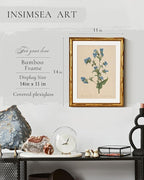 InSimSea Gold Bamboo Framed Canvas Wall Art, Retro Blue Myosotis Botanical - Image 3