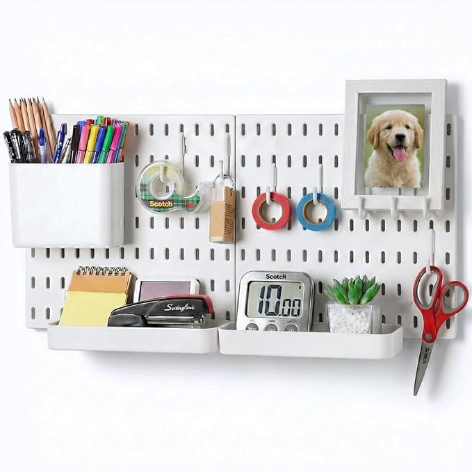 Keepo Peg Board Wall Organizer – Plastic Pegboard Panels, Modular Peg Board by Keepo