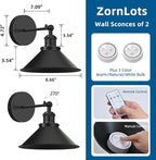 Battery Operated Wall Sconce Set of 2, Vintage Wireless Wall Sconces - Image 5