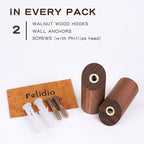 Felidio Wooden Wall Hooks, 2 Pack Coat Hooks Wall Mount, Natural Wood Hooks - Image 5