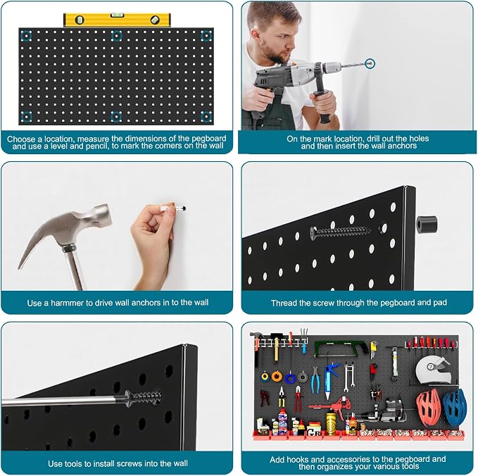 12 Pack 12-Inch X 24-Inch Metal Pegboard Wall Panels, Peg Boards - Image 8