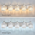 Modern Crystal Bathroom Vanity Light 5 Light Brushed Nickel Vanity Lighting - Image 5