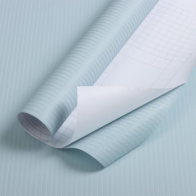 Orainege Peel and Stick Wallpaper Light Blue Wallpaper 15.7"x118.1" Textured - Image 2