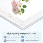 Tanmicoshomy 30 x 30 Inch White Rectangle Wall Mirror, Natural Shell Framed - Image 4