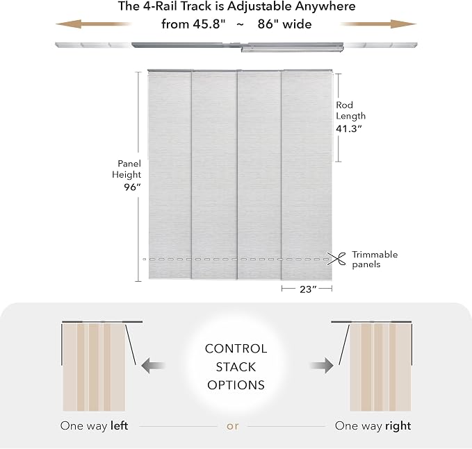 GoDear Design Adjustable Sliding Panel Track Blinds, Vertical Blinds, Room - Image 5