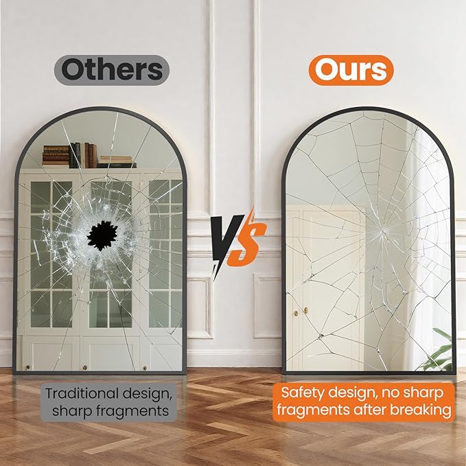 Sweetcrispy 38"x30" Arched Black Bathroom Mirrors - Image 7