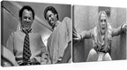 Framed Funny Movie Bathroom Canvas Wall Art Set of 2 – Black and White Vintage by ZNHARTWallArt