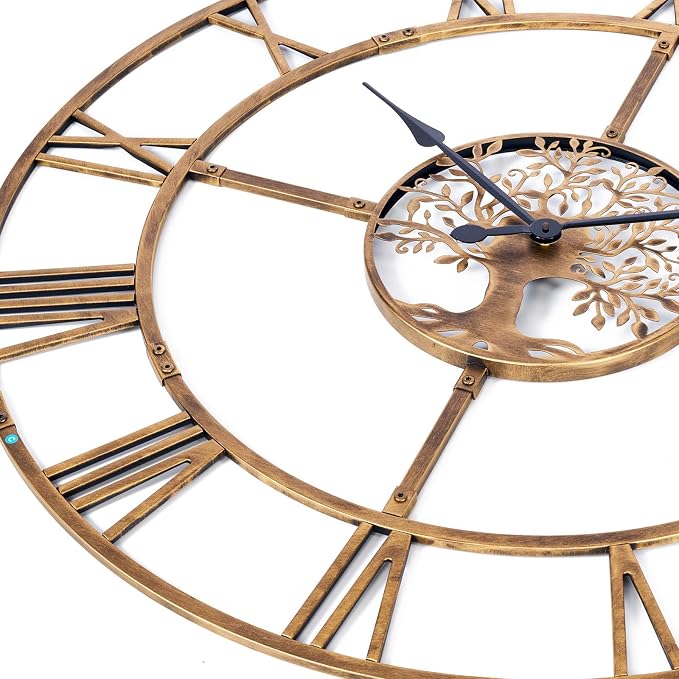 48 Inch Large Wall Clock for Living Room – Bronze Metal Clock - Image 4