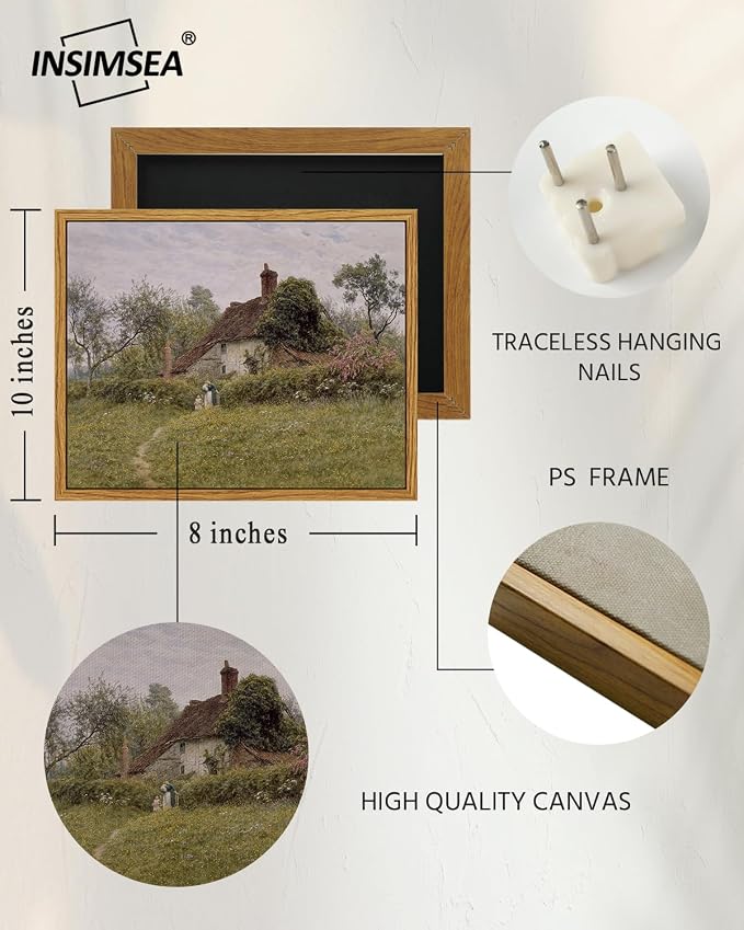InSimSea Framed Canvas Wall Art Vintage Decor, Classical Landscape Watercolour - Image 4