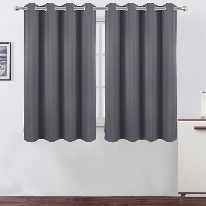 LEMOMO Grey Blackout Curtains/52 x 45 Inch/Set of 2 Panels Room Darkening Short by Lemomo