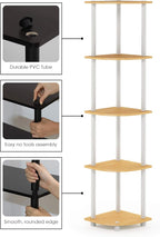 Furinno TURN-N-TUBE Corner Shelf, 5-Tier Corner Bookshelf, Open Storage Shelves - Image 8