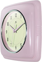 Infinity Instruments Square Retro Wall Clock, Pastel Pink - Image 3
