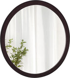 CULER Round Mirror 36 Inch, Wood Rustic Bathroom Tempered Wall Mirror by Culer