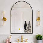 Bathroom Mirror for Wall, 38x26 Inch Arched Mirror, Matte Black Metal Framed - Image 5