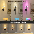 DORESshop Battery Operated Wall Sconce Set of 2, Wireless Wall Light Easy to - Image 3