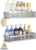 PUSDON 16.5-Inch Extra Long Slim Mesh Shower Caddy, Wall Mounted Bathroom - Image 9