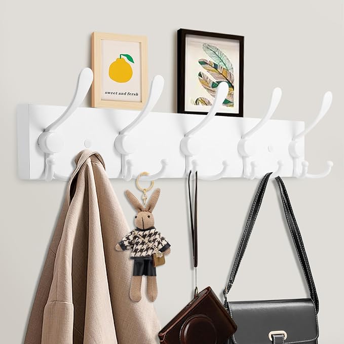 Kuhome 2pcs Coat Rack Wall Mount Coat Hooks Wooden Hat Rack - Image 4