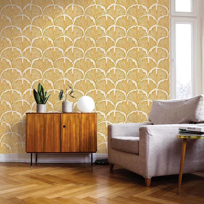 Tempaper x Novogratz Golden Mustard Feather Palm Removable Peel and Stick - Image 4