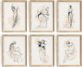 Vodefoad Figure Sketch Art Print Neutral Gallery Wall 6Pcs Set Soft feminine by VodefoadVintageWallArt